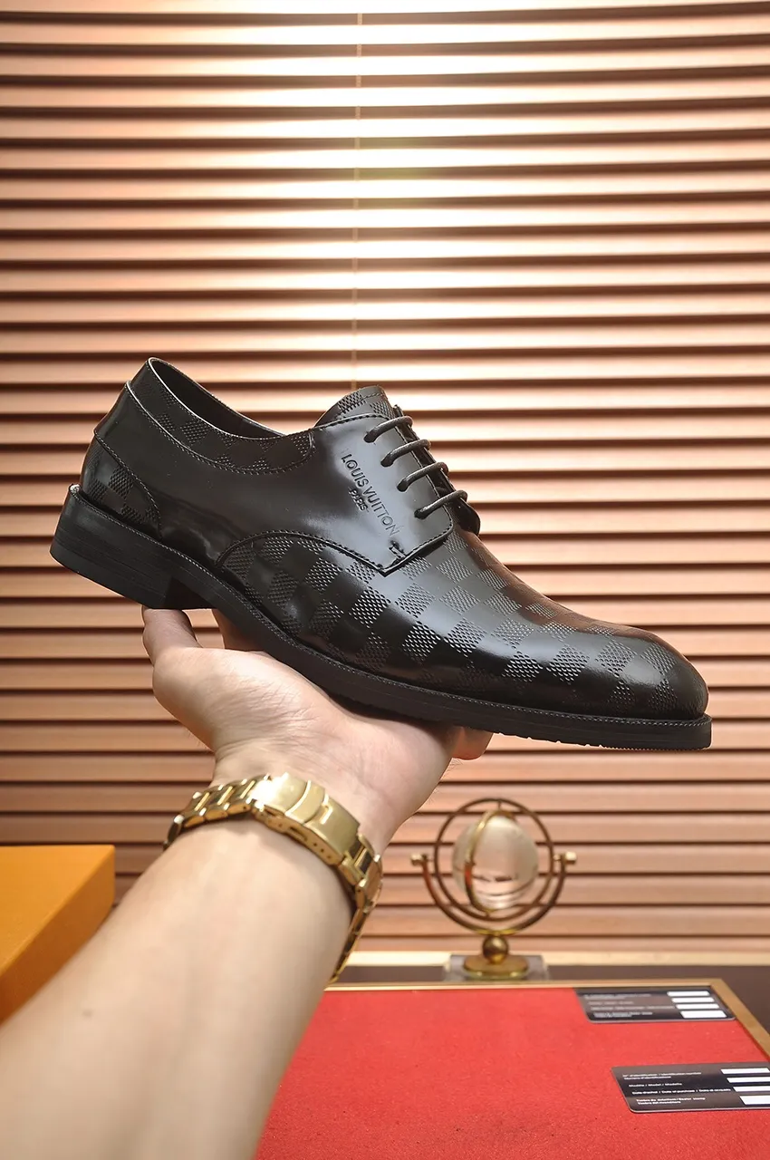 Men's shoes💰460💶【LOUIS VUITTON】(sheepskin lining) new cowhide LV formal shoes🎩🎩❗️🆘made one to one at the counter🎩original quality, imported cowhide upper➕full sheepskin lining➕original rubber outsole, {high quality visible}👣Size: 38-45 (45 custom-made)